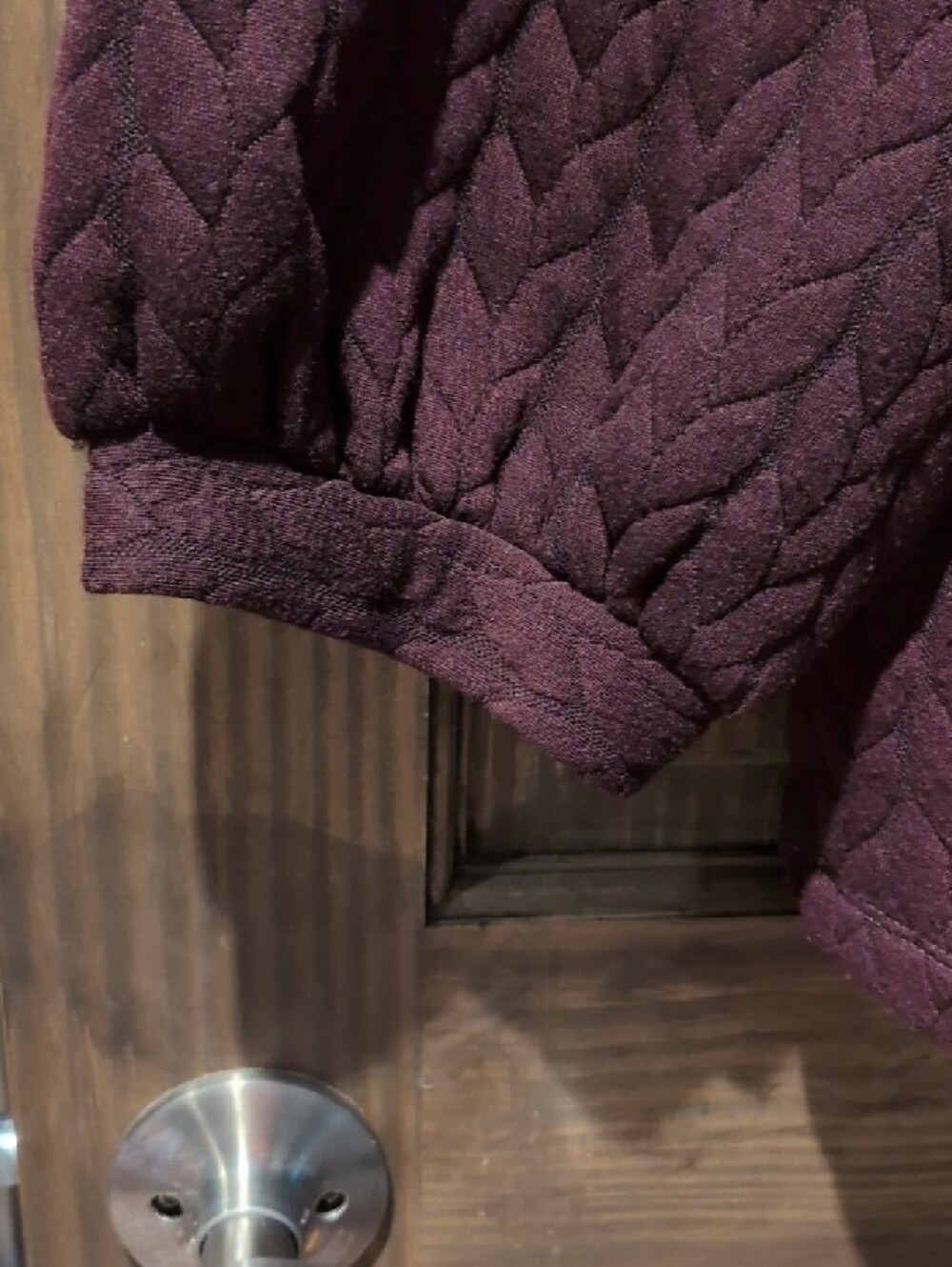 Anne Klein Quilted Bubble-Sleeve Top in Plum - Picture 3 of 3